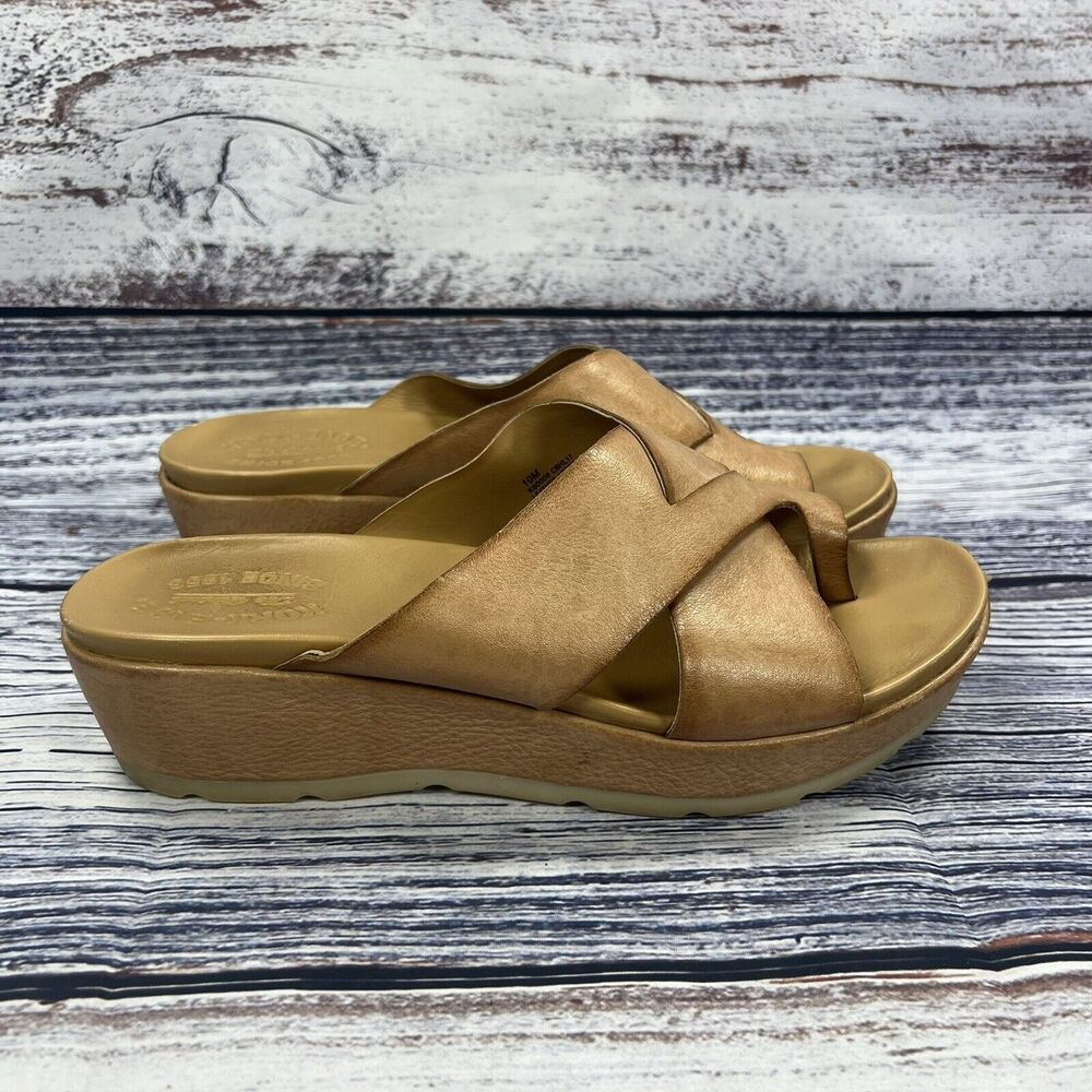 Kork Ease Baja Brown Leather Platform Wedge Sandals, Women’s Size 10